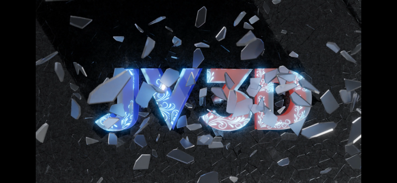 Logo JV3D animé avec effet de bris de glace